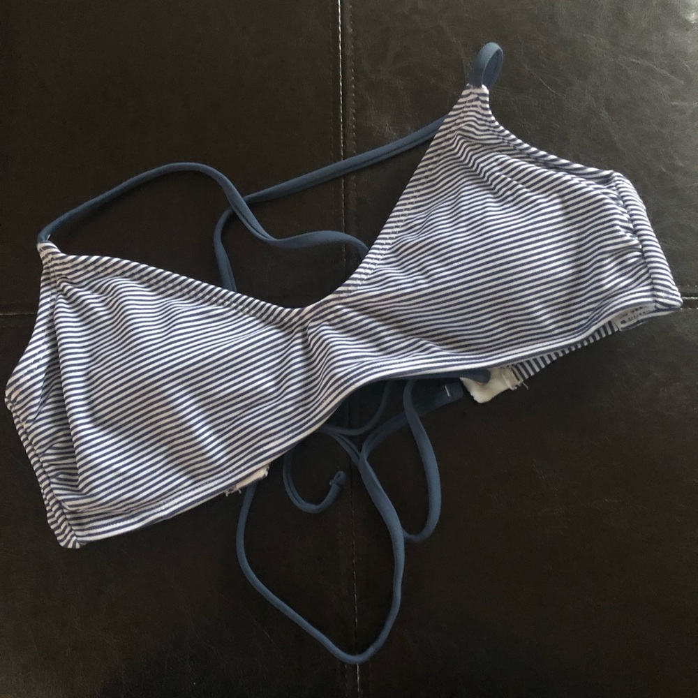 Blue and White Strappy Bikini Top